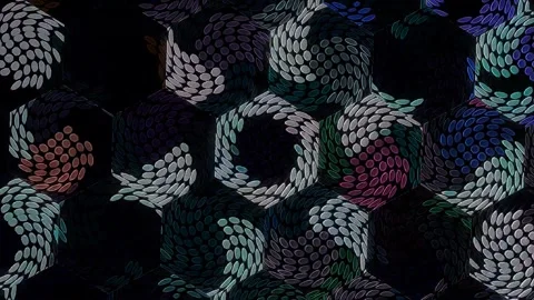 Abstract moving stripes flashing with shining light dots. Animation with circles Stock Footage 311269880