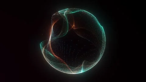 Abstract moving turquoise green and orange glowing plasma energy sphere, pa.. Stock Footage 335646565