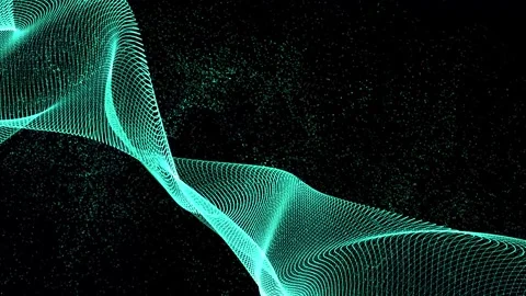 Abstract moving waves and millions of accompanying particles Stock Footage 312486738