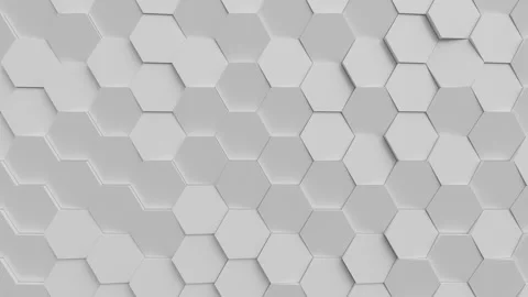 Abstract moving white hexagonal structure. Bee hive grid blocks. 3d render Stock Footage 292788807