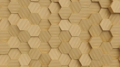 Abstract moving wooden hexagonal structure. Bee hive grid blocks. 3d render Stock Footage 289853654