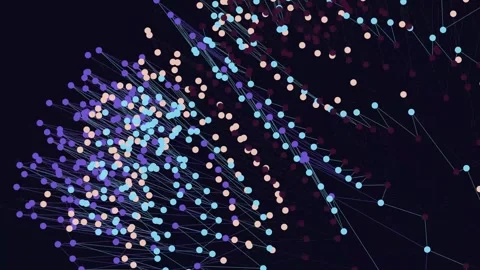 Abstract Multi-Color Network of Connected Data Nodes Stock Footage 329894128