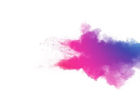 Abstract multi color powder explosion on white background.Freeze motion of .. Stock Illustration