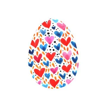 Abstract multi color textured Easter egg isolated on white background. Hand d Illustrazione stock
