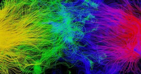 Abstract multi-colored background of threads 3d rendering Illustrazione stock