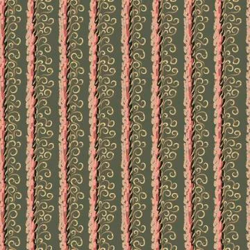 Abstract multi colored brush strokes and golden curls. Illustrazione stock