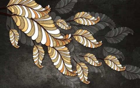 Abstract multi-colored feathers in soothing colors on a dark grunge background Stock Illustration