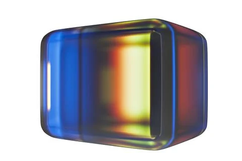 Abstract Multi-Colored Gradient Glass Cube with Dispersion Effect. 3D renderi Stock Illustration