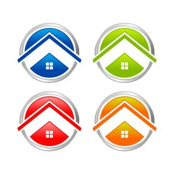 Abstract Multi Colored Home Circle Icon Set Stock Illustration