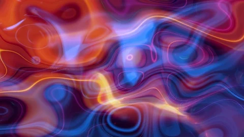 Abstract multi-colored neon stripes randomly move and change shape, futuristic Stock Footage 122579683