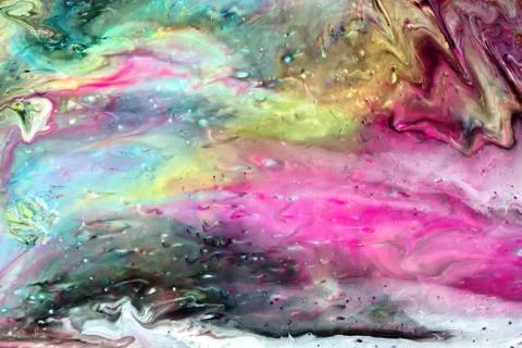 Abstract multi-colored paint background. Acrylic texture with marble pattern. Stock Photos