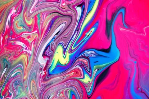 Abstract multi-colored paint background. Acrylic texture with marble pattern. Stock Photos