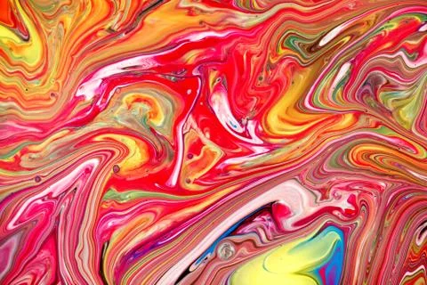 Abstract multi-colored paint background. Acrylic texture with marble pattern. Stock Photos