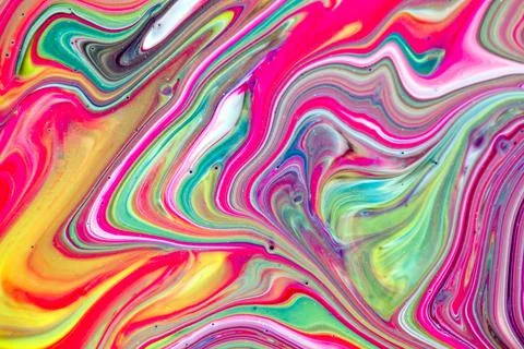 Abstract multi-colored paint background. Acrylic texture with marble pattern Stock Photos