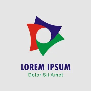 Abstract multi colored rose flat logo design Stock Illustration