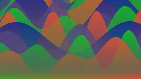 Abstract multi-colored wave pattern background with overlapping sine curves.. Stock Illustration