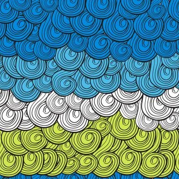 Abstract multi-colored waves pattern with swirls Stock Illustration