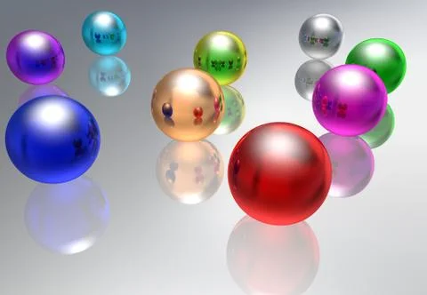 Abstract multi-coloured glass spheres Stock Illustration