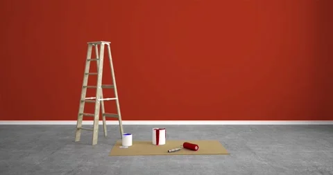 Abstract multi coloured wall painting in living room Stock Footage 255216772