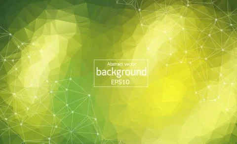 Abstract Multi green Polygonal Space Background with Connecting Dots and Line Stock Illustration