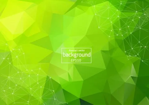 Abstract Multi green Polygonal Space Background with Connecting Dots and Line Stock Illustration