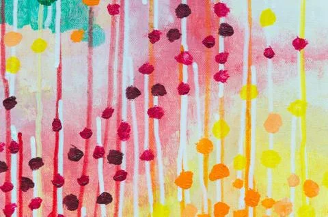 Abstract multicolor acrylic paint texture close up with drops leak. Art Stock Photos