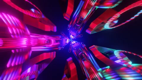 Abstract, multicolor, and neon visuals in a seamless VJ loop. Stock Footage 252931684