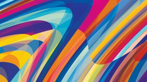 Abstract multicolor artistic background with curved stripes. CMYK colors Stock Illustration