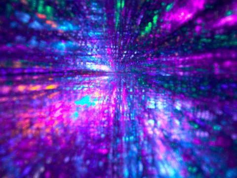 Abstract multicolor background with bokeh and perspective - 3d illustration Stock Illustration