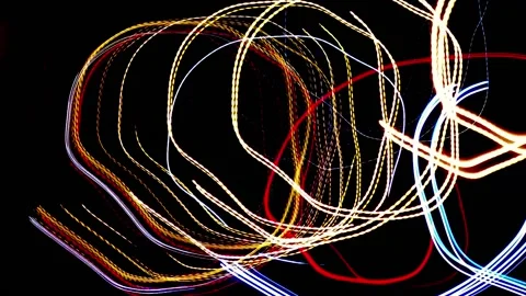 Abstract multicolor background. Curves of colored thin lines and blur. Multic Video stock 148618499