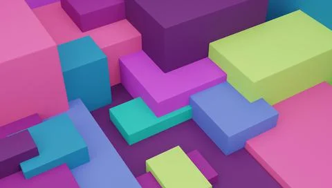 Abstract multicolor block background, 3d render illustration Stock Illustration