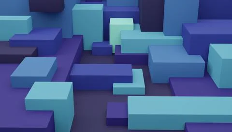 Abstract multicolor block background, 3d render illustration Stock Illustration