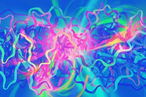 Abstract multicolor curved tangled lines, 3d rendering Stock Illustration