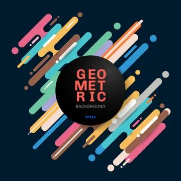 Abstract multicolor diagonal rounded shapes lines transition on dark backgrou Stock Illustration