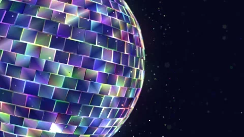 Abstract multicolor disco ball rotate on black. 3D render with color partic.. Stock-Footage 332107547