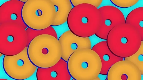 Abstract Multicolor Donut Pattern Design Texture Circles Shapes Overlapping Stock Footage 319756621