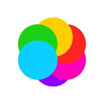 Abstract multicolor flower shape. Vector flat illustration isolated on white. Stock Illustration