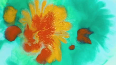 Abstract multicolor fluid diffusion with organic ink swirls and liquid textures Stock-Footage 331675532