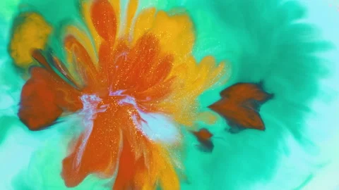 Abstract multicolor fluid diffusion with organic ink swirls and liquid textures Stock Footage 331675688