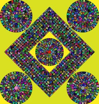 Abstract multicolor frames square with ring ornamemt and figures 스톡 일러스트