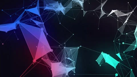 Abstract multicolor glossy plexus connected triangle line moving technology.. Stock Footage 290855447