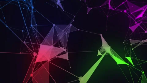 Abstract multicolor glossy plexus connected dots and triangle line moving t.. Stock Footage 290855578