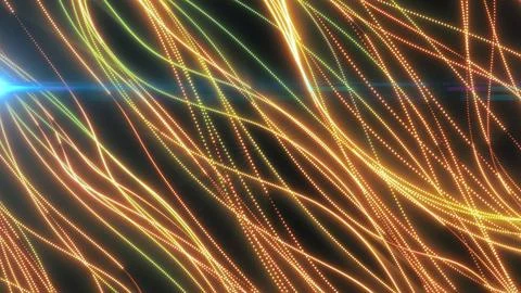 Abstract multicolor light streams with glowing particle lines, blending gre.. Stock Illustration