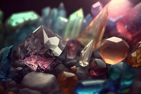 Abstract multicolor many crystal stone diamond background. Stock Illustration