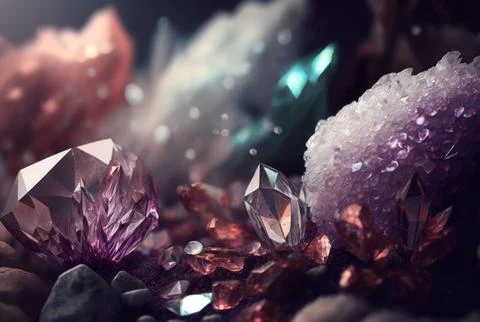 Abstract multicolor many crystal stone diamond background. Stock Illustration