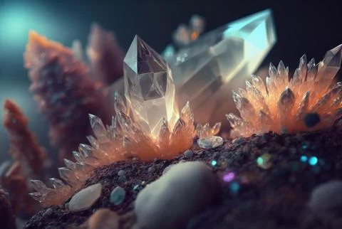 Abstract multicolor many crystal stone diamond background. Illustrazione stock