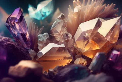 Abstract multicolor many crystal stone diamond background. Stock Illustration