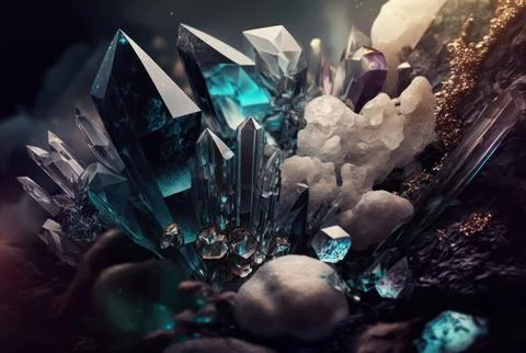 Abstract multicolor many crystal stone diamond background. Stock Illustration
