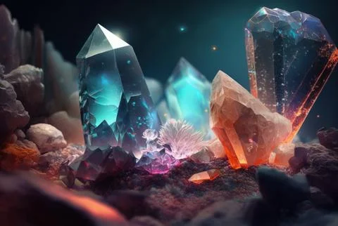 Abstract multicolor many crystal stone diamond background. Stock Illustration