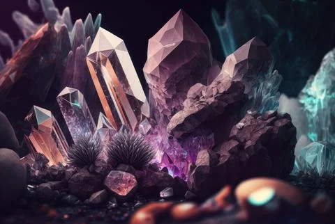 Abstract multicolor many crystal stone diamond background. Stock Illustration